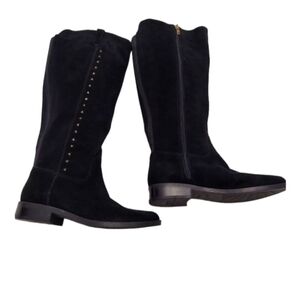MARC FISHER Secrit Black Suede Studded  Medium Calf Tall Boots 6.5 Leather Fall